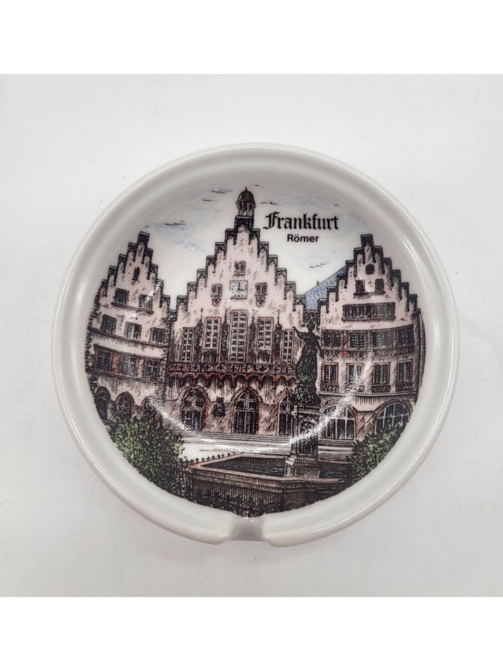 Vintage Porcelain Souvenir Ashtray "Römer" Frankfurt, Germany Decorative Travel